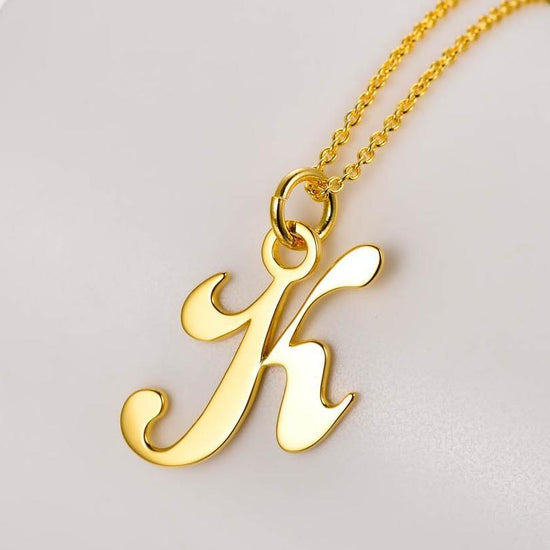 925 Sterling Silver Initial Letter Necklace - onlyone