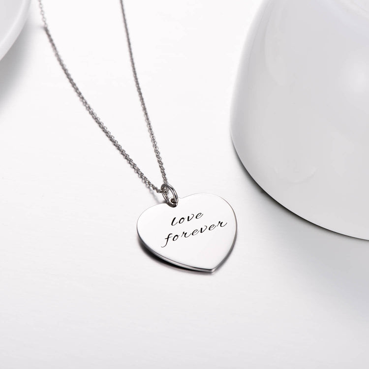 925 Sterling Silver Engraved Heart Name Necklace Inspirational Gift Nameplate Necklace - onlyone