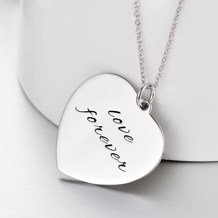 925 Sterling Silver Engraved Heart Name Necklace Inspirational Gift Nameplate Necklace - onlyone