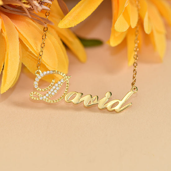 925 Sterling Silver Custom Zirconia Name Necklace Nameplate Necklace, Gift For Her - Only One