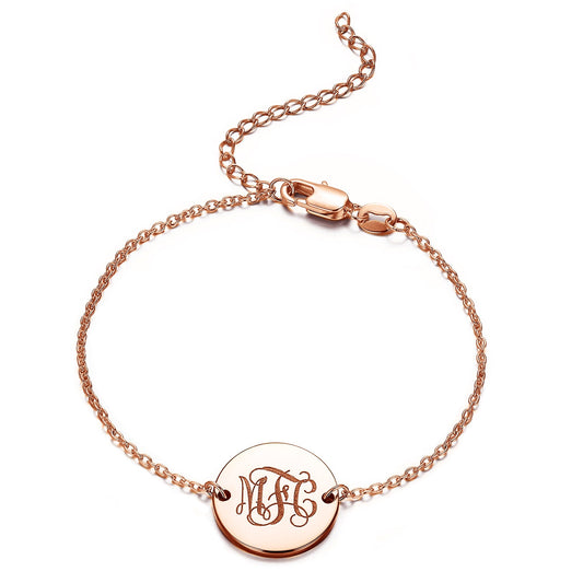 925 Sterling Silver Personalized Engraved Monogram Disc Bracelet - onlyone