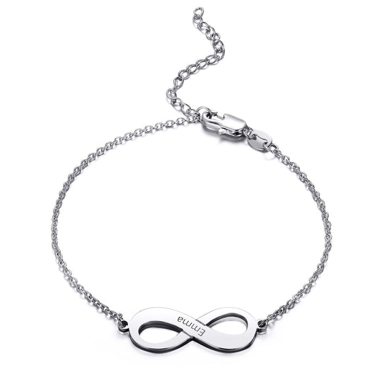 925 Sterling Silver Infinity Custom Name Bracelet - onlyone