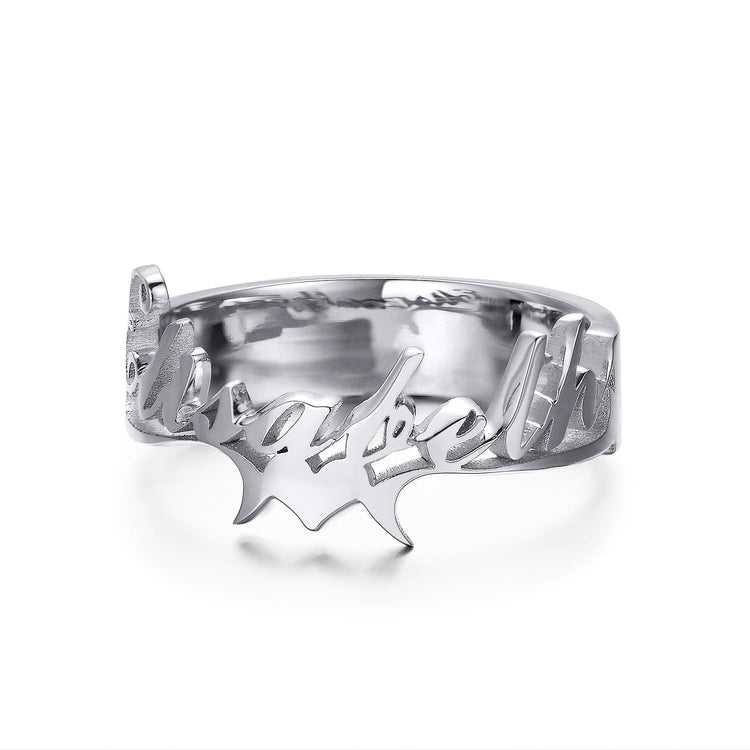 925 Sterling Silver Name Ring With Heart - onlyone