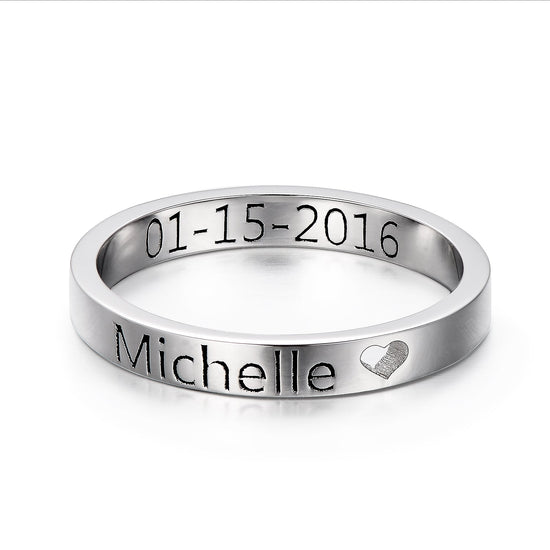 925 Sterling Silver Personalized Cut Out Heart Name Ring Nameplate Ring - onlyone