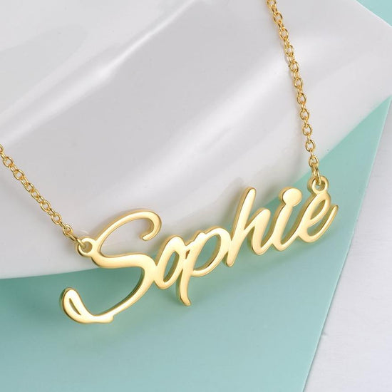 925 Sterling Silver "Sophie" Style Custom Name Necklace Nameplate Necklace - onlyone