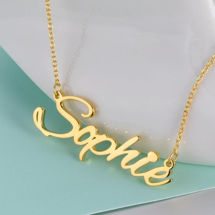 925 Sterling Silver "Sophie" Style Custom Name Necklace Nameplate Necklace - onlyone