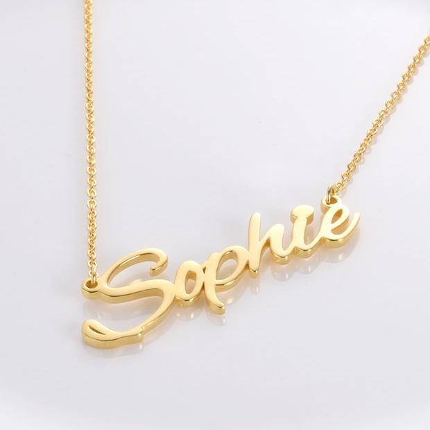 925 Sterling Silver "Sophie" Style Custom Name Necklace Nameplate Necklace - onlyone