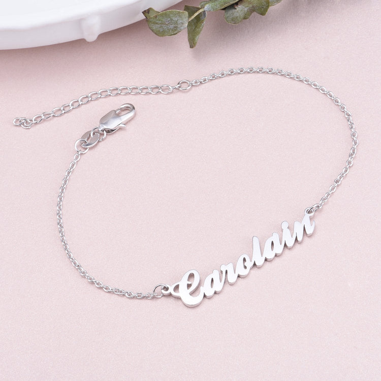 925 Sterling Silver Personalized Name Bracelet Length 6â€?7.5â€?Nameplate Bracelet - onlyone