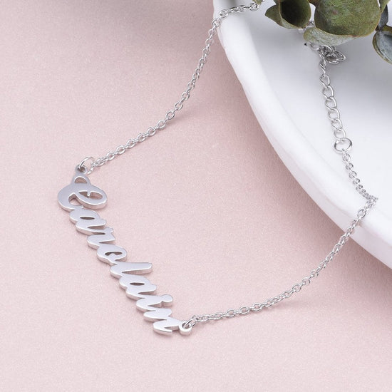 925 Sterling Silver Personalized Name Bracelet Length 6â€?7.5â€?Nameplate Bracelet - onlyone