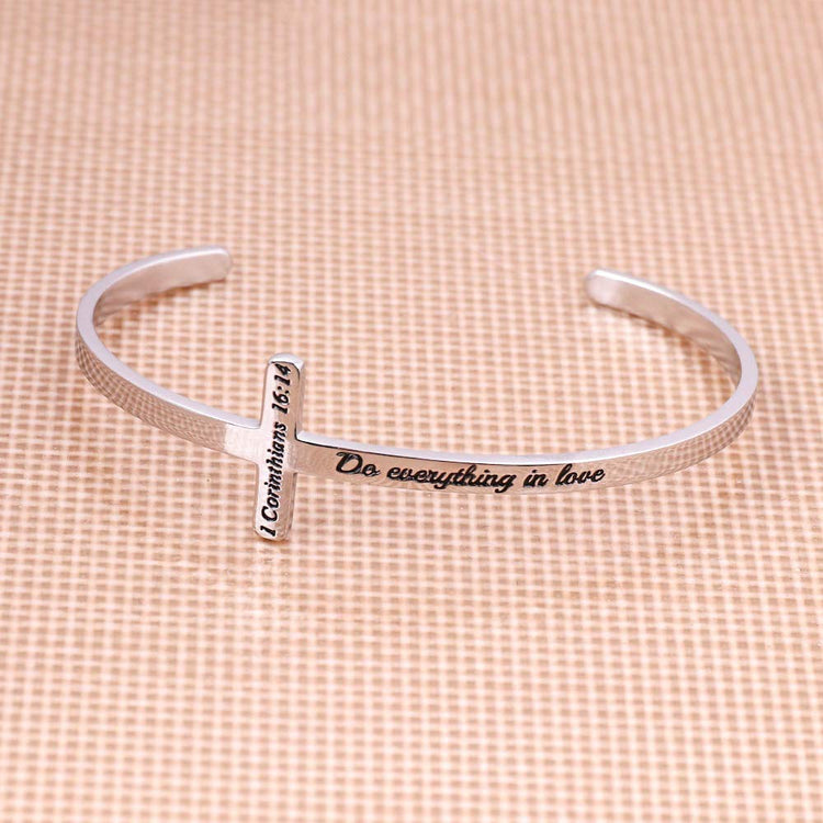 925 Sterling Silver Personalized Cross Bracelet Christian Gifts for Women