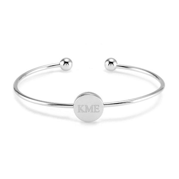 925 Sterling Silver Personalized Engraved Monogram Circle Cuff - onlyone