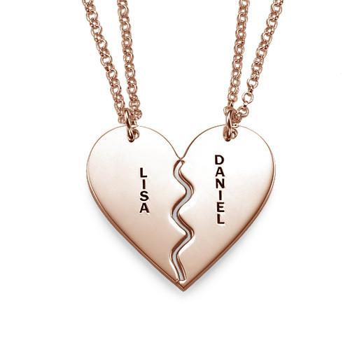 925 Sterling Silver Breakable Engraved Heart Name Necklace Set BFF Necklace Nameplate Necklace  Gift For Girlfriend Gift For Her - onlyone