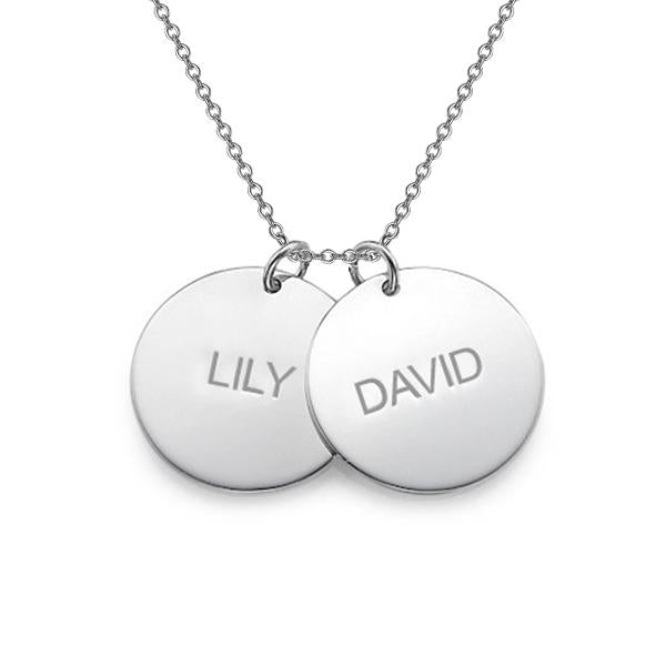 925 Sterling Silver Engraved Coin Name Necklace Nameplate Necklace - onlyone