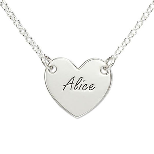 925 Sterling Silver Engraved Heart Name Necklace Nameplate Necklace - onlyone