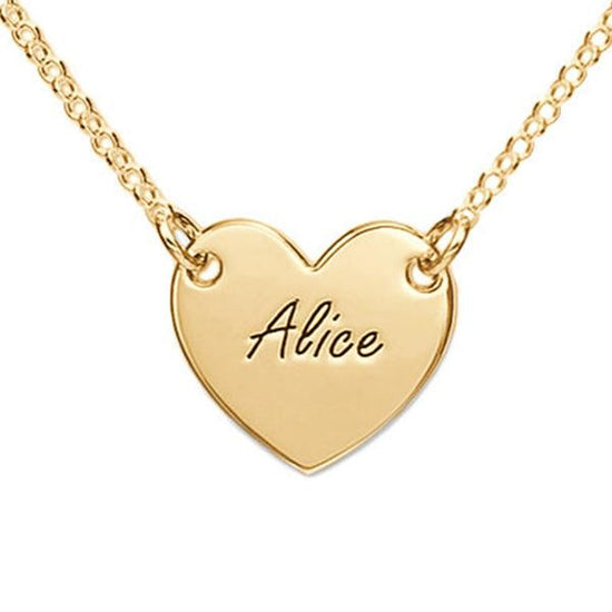 925 Sterling Silver Engraved Heart Name Necklace Nameplate Necklace - onlyone