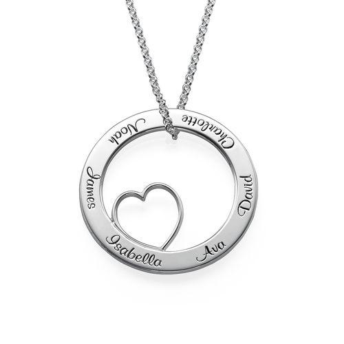 925 Sterling Silver Engraved Circle Heart Name Necklace Nameplate Necklace - onlyone