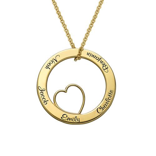 925 Sterling Silver Engraved Circle Heart Name Necklace Nameplate Necklace - onlyone