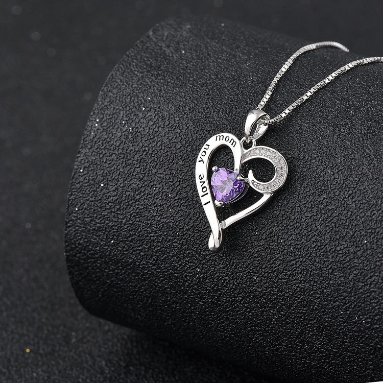 925 Sterling Silver Heart Pendant Necklace Mother's Birthday Gift