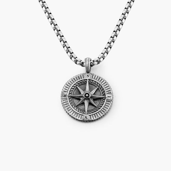 925 Sterling Silver Caribbean Style Compass Necklace - onlyone