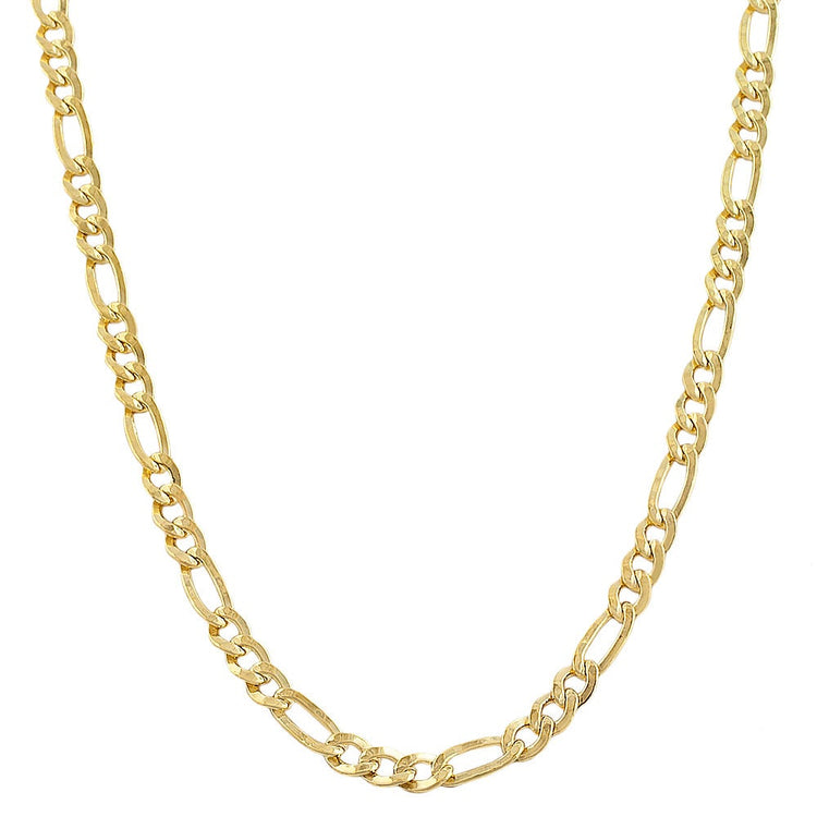 925 Sterling Silver Women's 3.7mm Figaro Link Chain Necklace, 18K Gold Plated