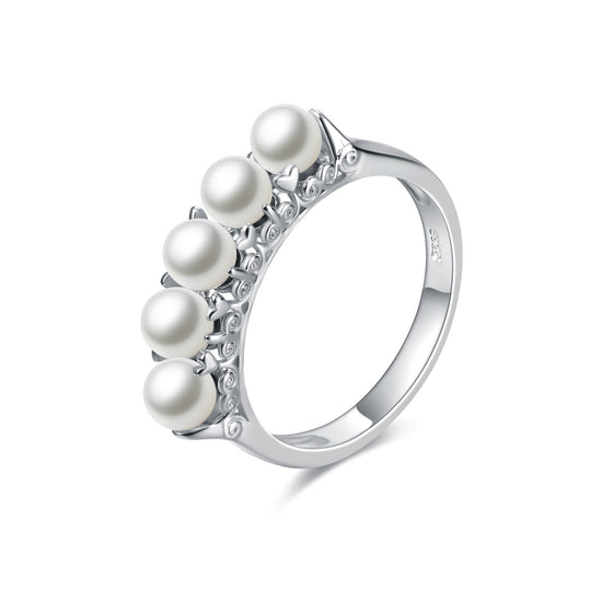 925 Sterling Silver Freshwater Cultured Pearl Band Ring - onlyone