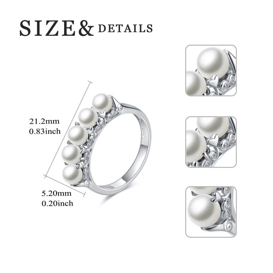 925 Sterling Silver Freshwater Cultured Pearl Band Ring - onlyone