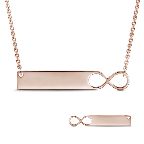 14K Gold Personalized Infinity Engravable Bar Necklace - onlyone