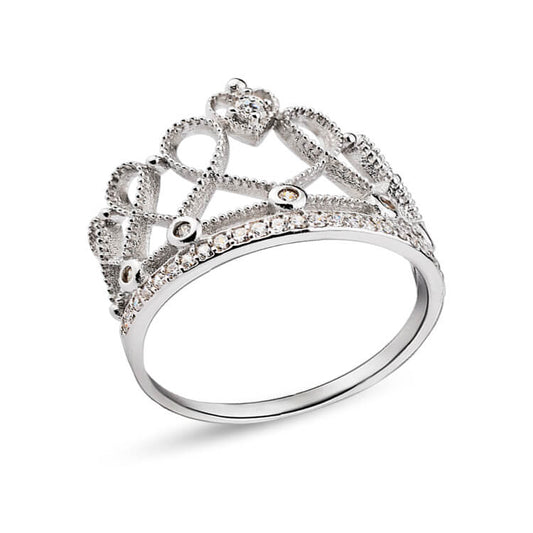 925 Sterling Silver Heart Crown Ring - onlyone