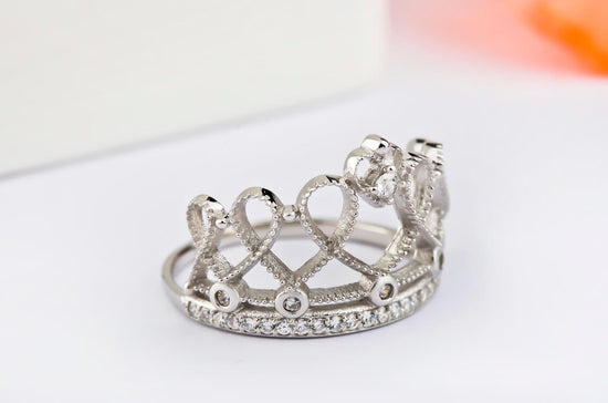 925 Sterling Silver Heart Crown Ring - onlyone