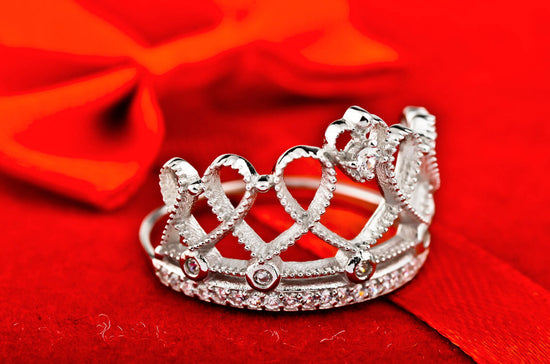 925 Sterling Silver Heart Crown Ring - onlyone