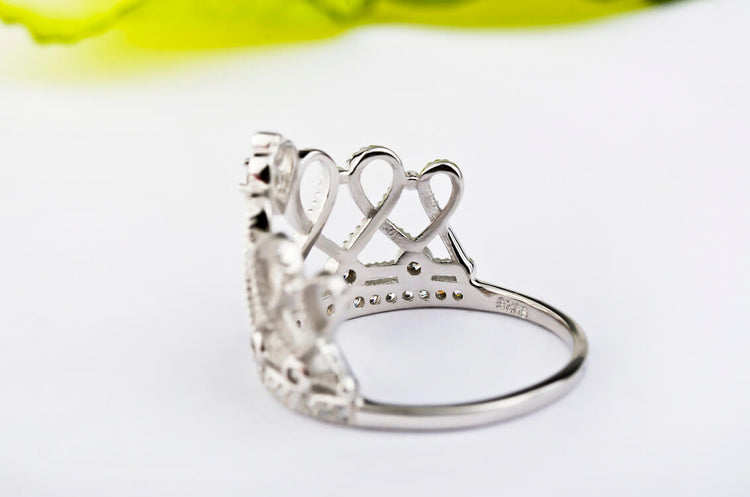 925 Sterling Silver Heart Crown Ring - onlyone