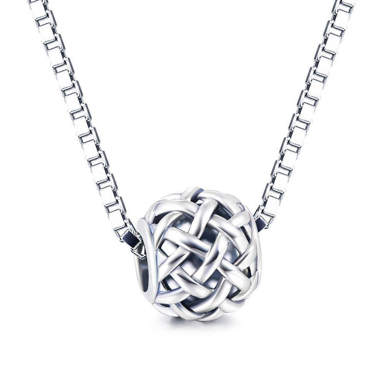 925 Sterling Silver Fashion Hollow Braided Sterling Silver Charm For Bracelet and Necklace - onlyone