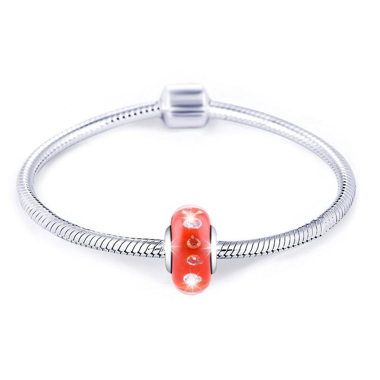 925 Sterling Silver-Red Built-in Bubble Glass Charm for Bracelet and Necklace - onlyone