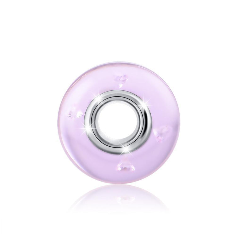 Pink Built-in Bubble Glass Charm for Bracelet and Necklace-925 Sterling Silver - onlyone