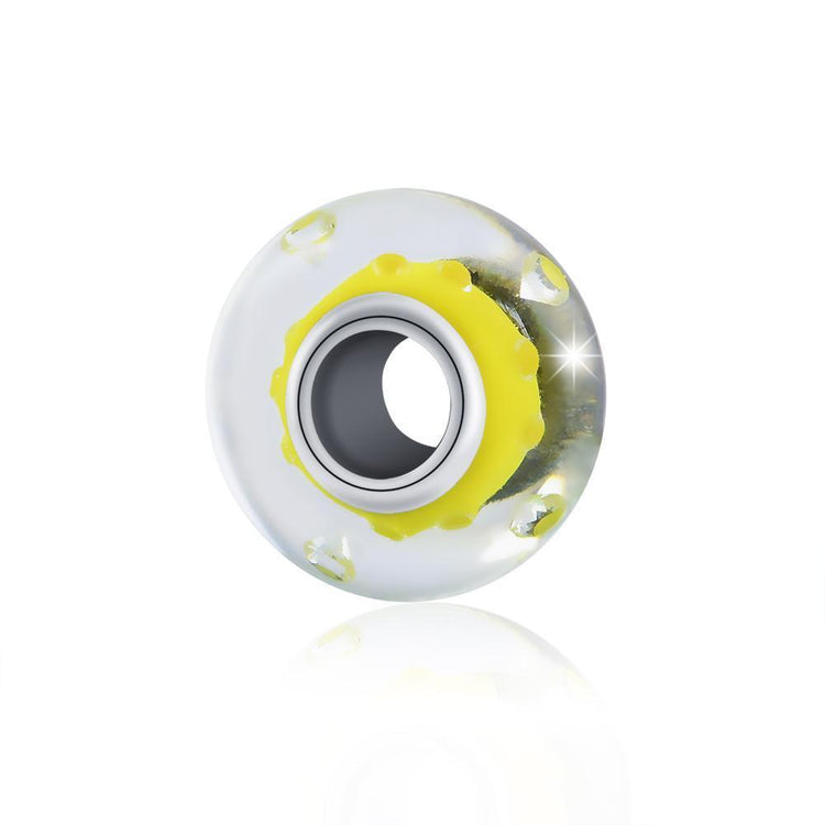 925 Sterling Silver Yellow Built-in Bubble Glass Charm for Bracelet and Necklace - onlyone