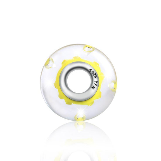 925 Sterling Silver Yellow Built-in Bubble Glass Charm for Bracelet and Necklace - onlyone