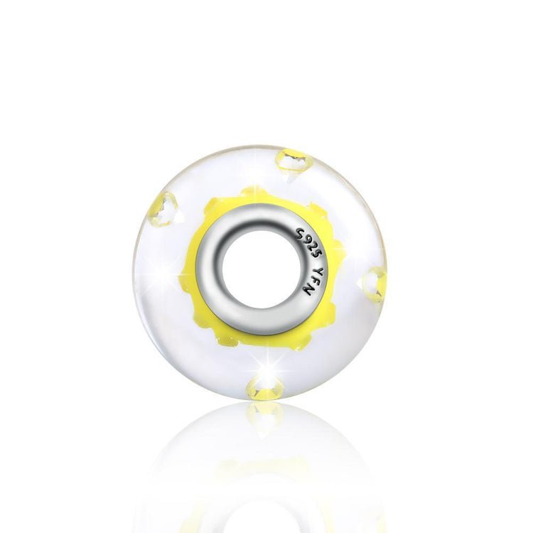 925 Sterling Silver Yellow Built-in Bubble Glass Charm for Bracelet and Necklace - onlyone