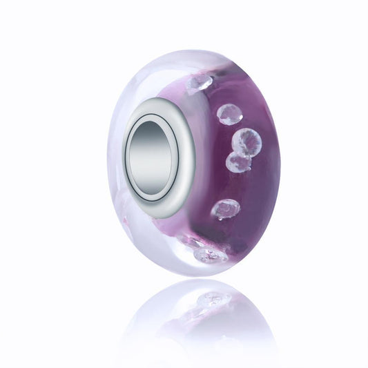 Purple Built-in Bubble Glass Charm for Bracelet and Necklace-925 Sterling Silver - onlyone