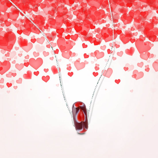 Red Hearts Glass Charm for Bracelet and Necklace 925 Sterling Silver - onlyone