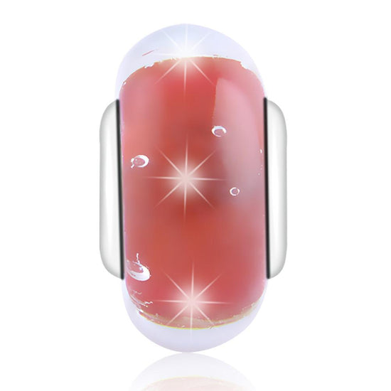 Red Built-in Bubble Glass Charm in 925 Sterling Silver for Bracelet and Necklace - onlyone