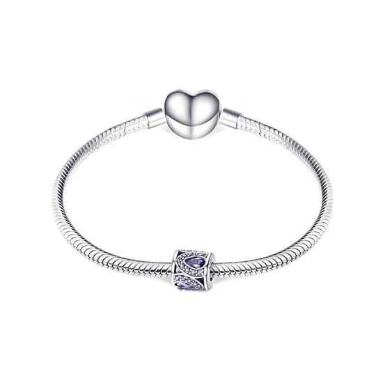 925 Sterling Silver Purple Liquid Cubic Zircon Bracelet Charm For Bracelet and Necklace - onlyone