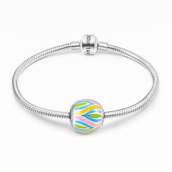 925 Sterling Silver-Abstract Painting Craft Colorful Charm for Bracelet and Necklace - onlyone