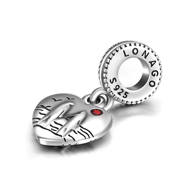 925 Sterling Silver Couples Lover Heart Sterling Silver Charm for Bracelet and Necklace - onlyone