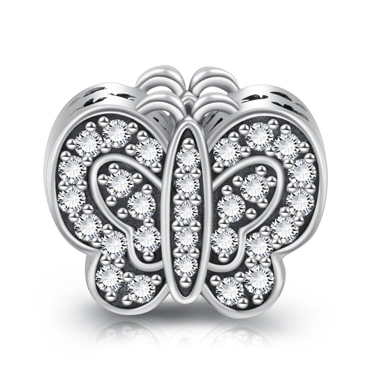 925 Sterling Silver Rhinestone Butterfly Charm for Bracelet and Necklace - onlyone