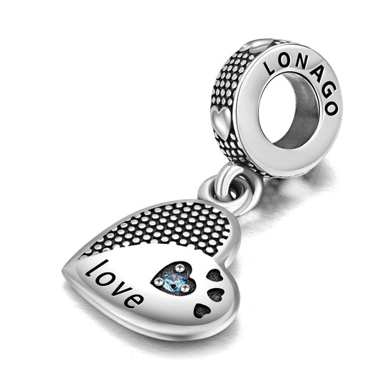 925 Sterling Silver Love Heart Charms Fit for Bracelet and Necklace - onlyone