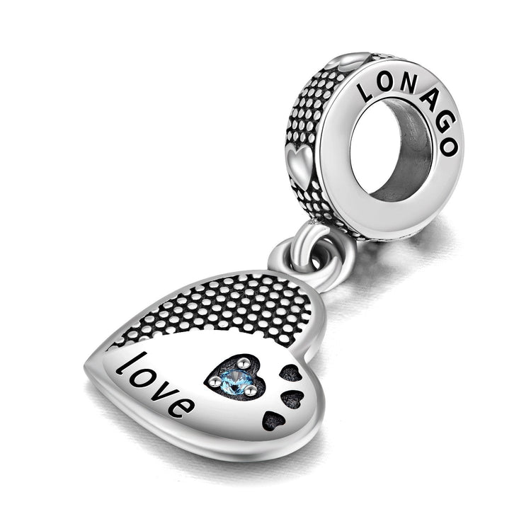 925 Sterling Silver Love Heart Charms Fit for Bracelet and Necklace - onlyone