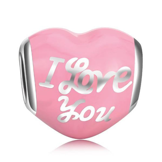 925 Sterling Silver Pink Heart Charms Fit for Bracelet and Necklace - onlyone