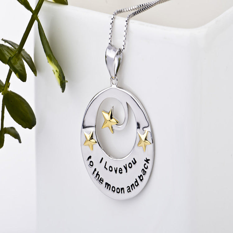 sterling silver i love you the moon and back necklace 18" - onlyone