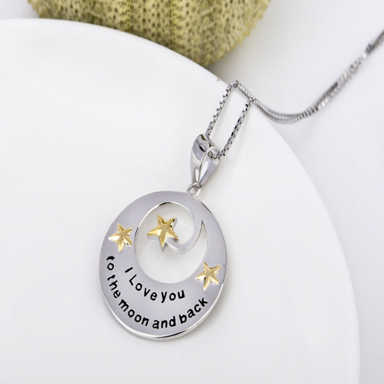 sterling silver i love you the moon and back necklace 18" - onlyone