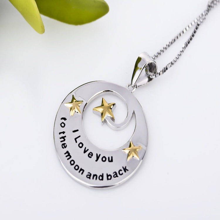 sterling silver i love you the moon and back necklace 18" - onlyone